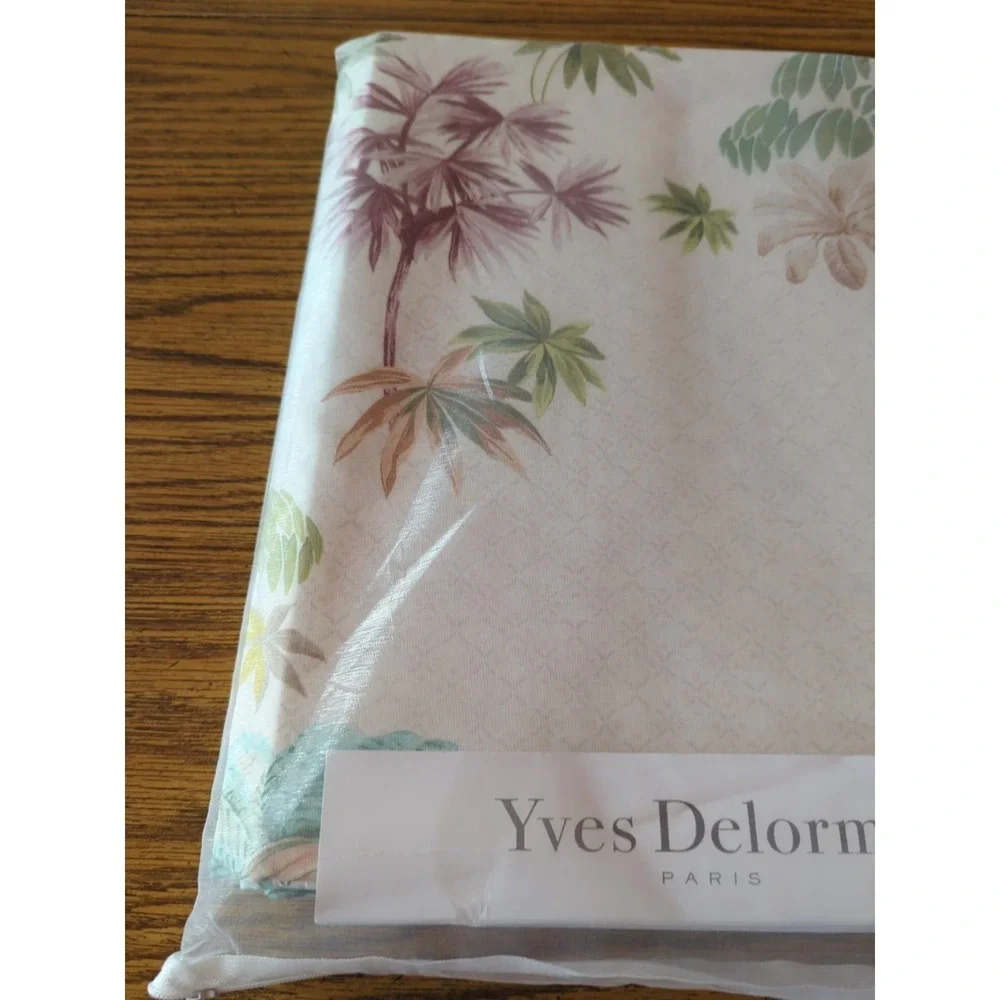 NWT Yves Delorme Paris LAOS 100% Organic Cotton Queen Duvet Cover Floral France‎